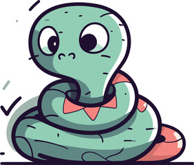 Obraz premium Cute cartoon snake. Vector illustration isolated on a white background.