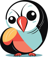 Cute cartoon penguin. Vector illustration isolated on white background.