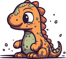 Fototapeta premium Cute cartoon dinosaur. Vector illustration isolated on a white background.