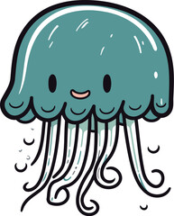 Jellyfish. Vector illustration of a cute cartoon jellyfish.