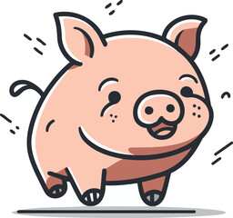 Piggy bank cartoon character. Vector illustration in doodle style.