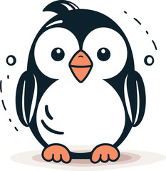 Penguin vector illustration. Cute cartoon penguin character.