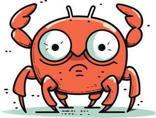 Cute cartoon crab. Vector illustration isolated on a white background.