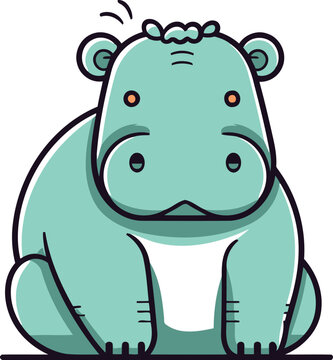 Cute hippopotamus. Vector illustration of a cartoon hippo.