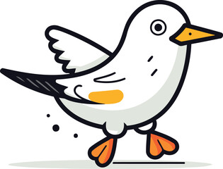 Cute cartoon seagull. Vector illustration on white background.