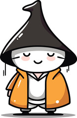 Cute Little Wizard Wearing Halloween Costume Cartoon Vector Illustration.