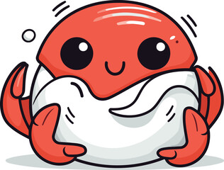 Cute crab cartoon character vector illustration. Cute crab mascot.