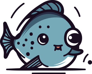 Cute cartoon fish. Vector illustration isolated on a white background.