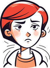 Vector illustration of a teenage girl with a sad expression on her face.