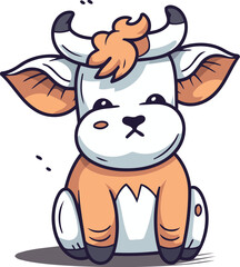 Cute cartoon cow. Vector illustration isolated on a white background.