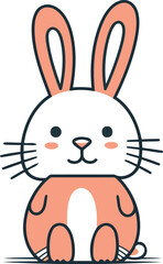 Cute cartoon bunny character. Vector illustration. Cute rabbit.