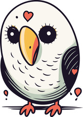 Vector illustration of cute cartoon owl. Isolated on white background.