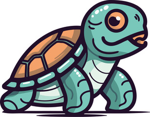 Cute cartoon turtle isolated on a white background. Vector illustration.