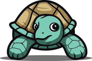 Cute turtle character cartoon isolated on white background. Vector illustration.