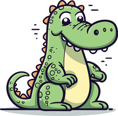 Obraz premium Cute cartoon crocodile. Vector illustration isolated on white background.