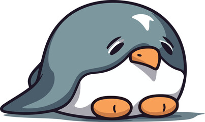 Cute penguin cartoon isolated on white background. Vector illustration.