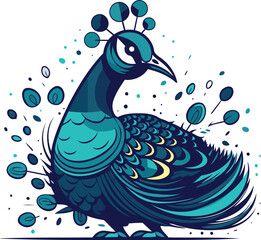 Obraz premium Peacock. Isolated vector illustration on a white background.