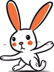 Cute Cartoon Bunny Running Vector Illustration. Funny Easter Bunny.