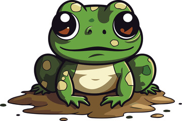 Cartoon frog. Vector illustration of a green frog isolated on white background.