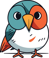 Cute cartoon bird isolated on a white background. Vector illustration.