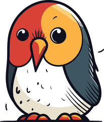 Cute cartoon parrot isolated on white background. Vector illustration.