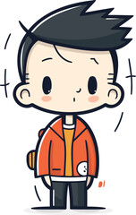 Cute boy cartoon vector illustration. Cute boy cartoon character.