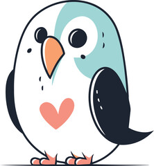Cute cartoon penguin. Vector illustration isolated on white background.
