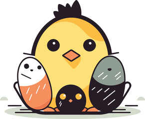 Chick and egg vector illustration. Cute chick and egg.