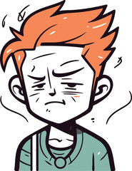 Angry man with red hair. Vector illustration in cartoon style.