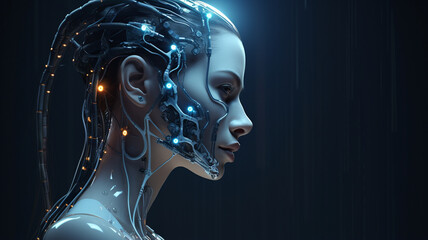 cyborg with digital circuit and binary code