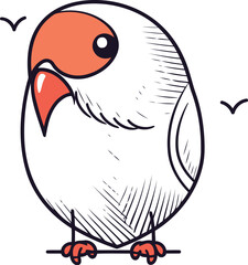 Vector illustration of a cute little bird. Cute cartoon character.