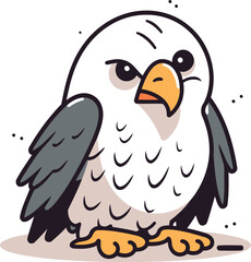 Illustration of a cute cartoon eagle. Vector illustration on white background.