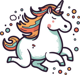 Cute cartoon unicorn vector illustration. Design for t shirt. sticker. poster and other uses.