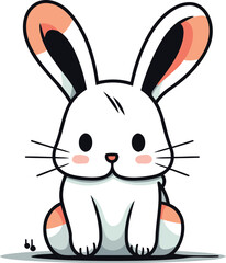 Cute bunny cartoon isolated on a white background. Vector illustration.