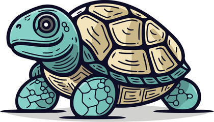 Cartoon turtle vector illustration. Isolated on a white background.