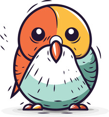 Cute cartoon bird. Vector illustration isolated on a white background.
