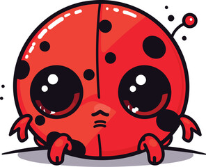 Fototapeta premium Cute cartoon ladybug. Vector illustration of a ladybug.