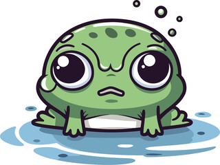 Cute cartoon frog. Vector illustration. Isolated on white background.