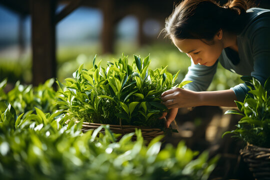 Farmer's Hand Planting Young Lettuce Seedlings in Vegetable Garden