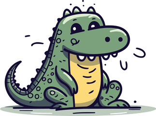 Cute cartoon crocodile. Vector illustration of a crocodile.