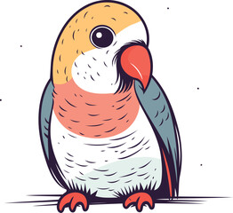 Cute parrot. Vector illustration isolated on a white background.