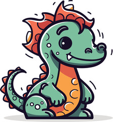 Cute cartoon dinosaur. Vector illustration isolated on a white background.