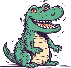 Cartoon crocodile. Vector illustration of a cute crocodile.