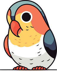 Cute cartoon parrot. Vector illustration isolated on white background.