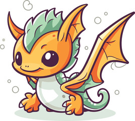 Cute cartoon dragon. Vector illustration isolated on a white background.