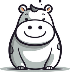 Cartoon hippo. Vector illustration isolated on a white background.