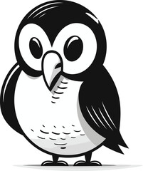 Cute cartoon penguin on a white background. Vector illustration.