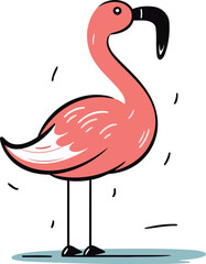 Flamingo vector illustration. Hand drawn doodle style.