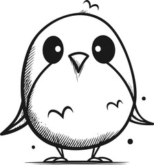 Cute cartoon penguin on a white background. Vector illustration.