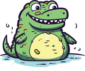 Funny cartoon crocodile. Vector illustration of a crocodile.